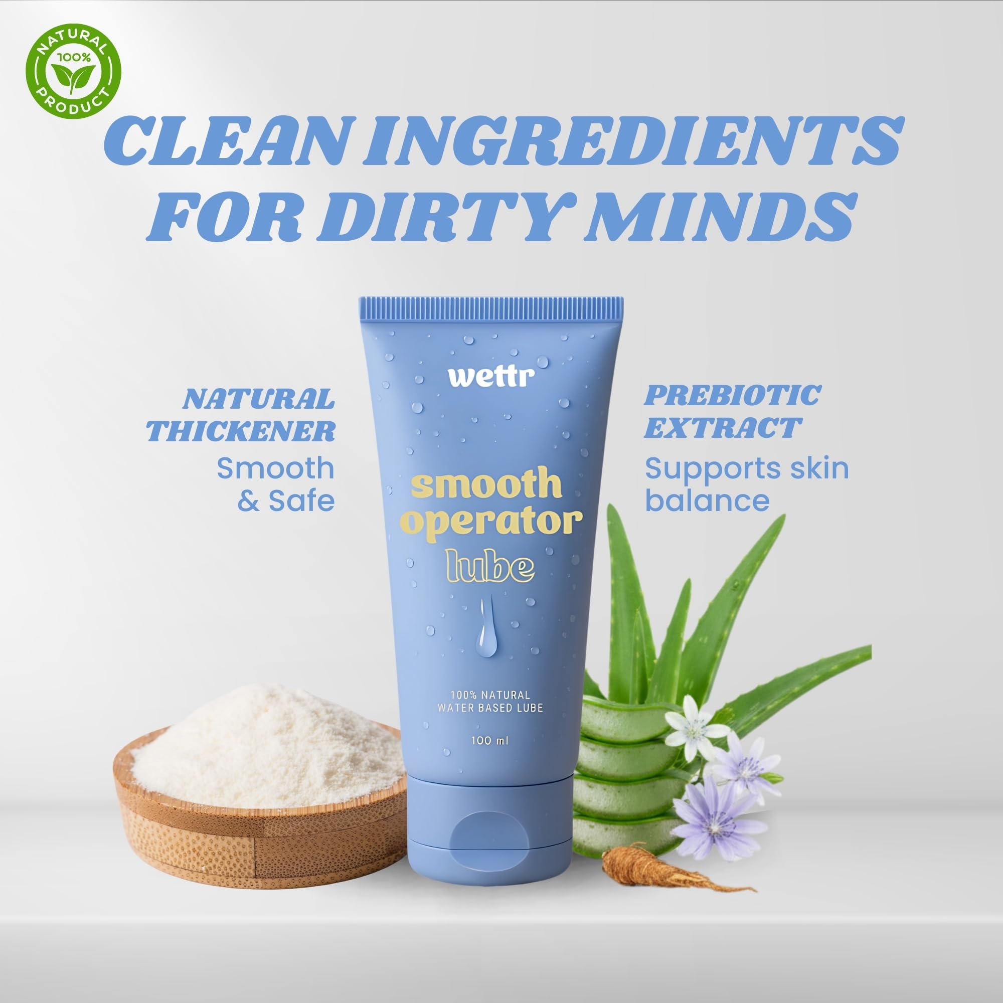 100% natürliches wasserbasierendes Gleitgel, 100 ml, Extrem Hautfreundlich, Kondom- & Toy-kompatibel | Langanhaltend, nicht klebrig, pH-hautneutral – Smooth Operator by wettr 3