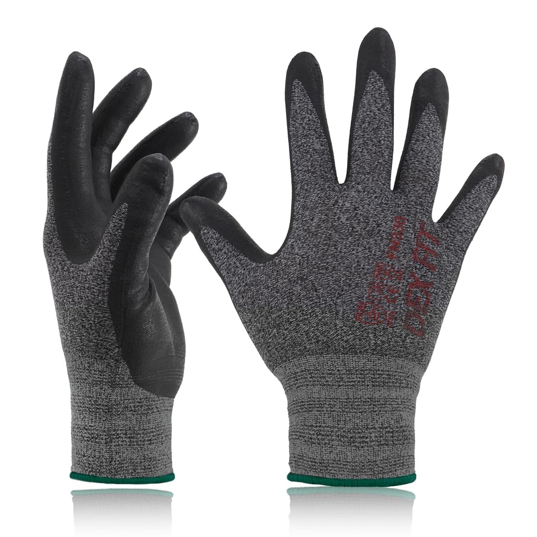 DEX FIT Nitrile Work Gloves FN330, 3D-Comfort Stretchy Fit, Firm Grip, Thin & Lightweight, Touch-Screen Compatible, Durable, Breathable & Cool, Machine Washable; Black Grey 8 (M) 1 Pair — image 1