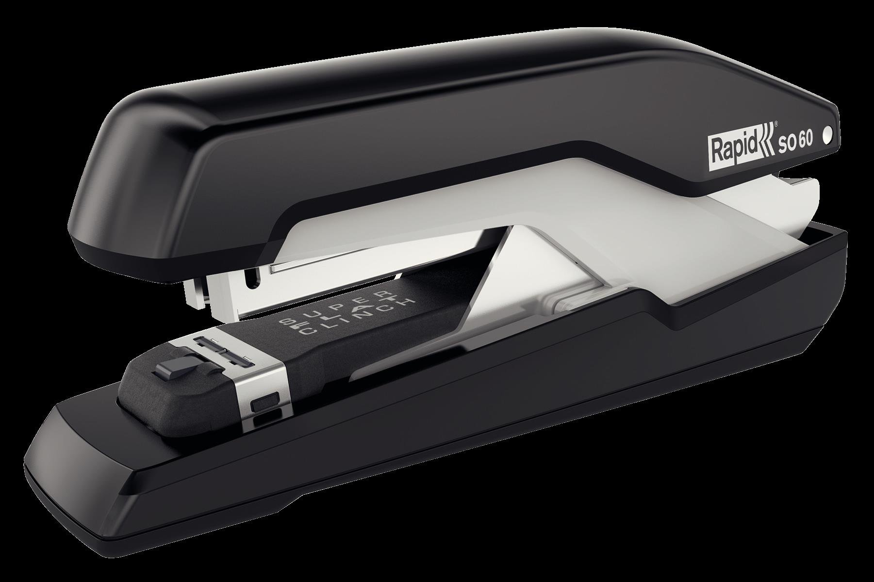 Rapid Supreme Omnipress SO60 Full Strip Stapler, 60 Sheet Capacity, Low Effort Stapling, Super Flat Clinch Stapling, Includes Staples, Black/Grey, 5000552