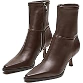 SOVANYOU Women's Dressy Ankle Boots Pointed Toe Kitten Heel Booties with Side Zipper Stylish Comfortable Black Short Boots
