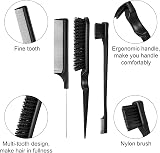 Dacitiery 3 Pcs Slick Brush Set Hair Teasing Edge Control Rat Tail Comb view 3