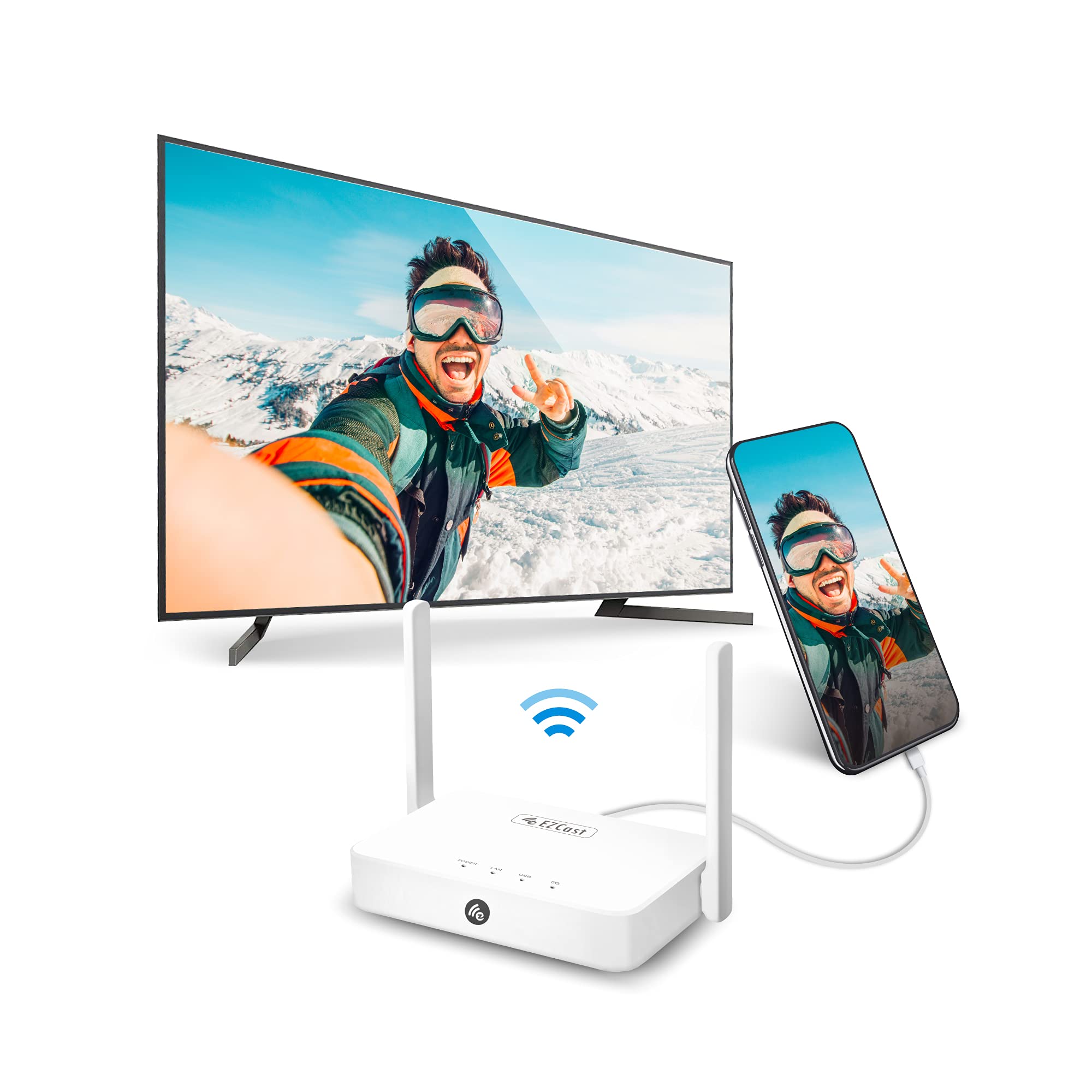 Mini Box | Wireless Display Receiver with Extra Antenna to Improve Video Streaming Quality, Compatible with iOS, Android, macOS, Windows, Chrome OS, Supports Miracast, Airplay, DLNA, Chrome