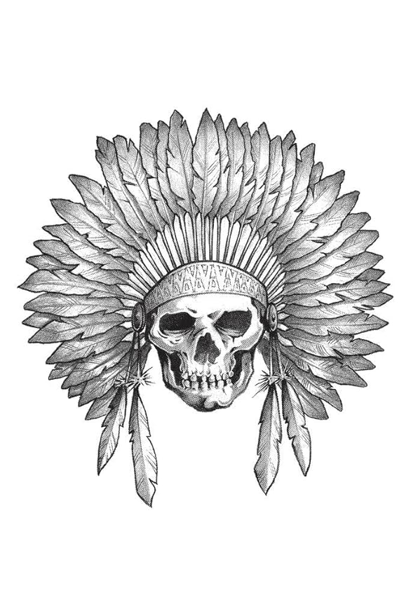 The Chief Native American Indian Skull in Headdress Black