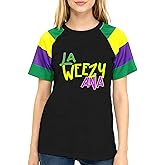 Wlen Fat Tuesday Shirt for Women La Weezy Ana T-Shirts New Orleans Carnival Tee Tops