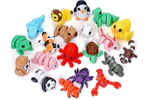 Gencokok 20PCS Mini Animals Set, 3D Printed Little Animals Articulated Flexible Fidget Toy, Mini Animal Figurines Toy, 3D Printed Cute Animal Toys Home, Office, Executive Desk for Christmas Decoration
