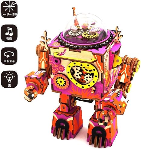 Amazon 3dパズルオルゴール木製クラフトキットロボットのおもちゃ 頭の体操教育 10歳以上のティーンエイジャーや大人に適しています プラモデル 通販