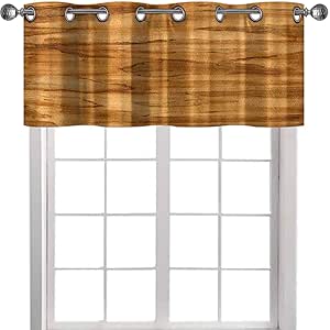 YUAZHOQI Cenefa de cortina para ventana, textura de madera, fondo de