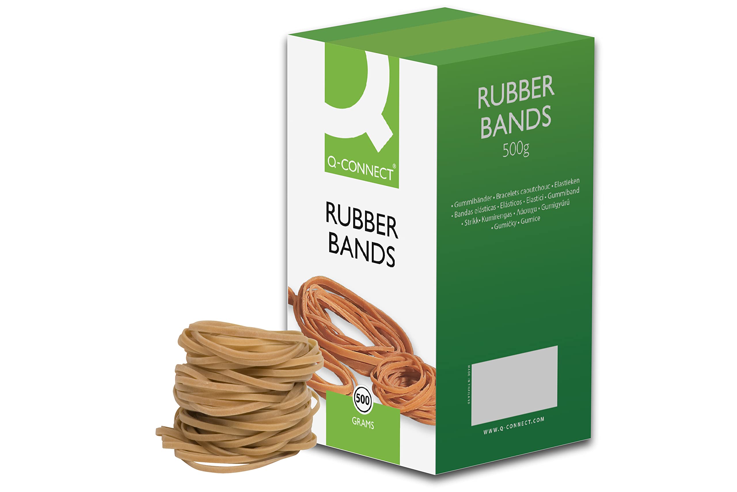 Q-Connect Rubber Bands No.24 152.4 x 1.6mm 500g KF10533,yellow|oak|grey