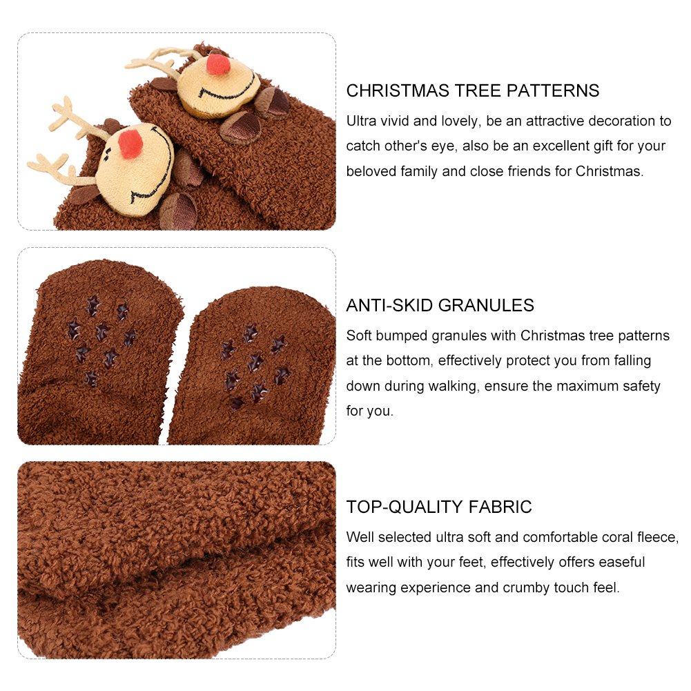 Vbiger Damen & Herren Weihnachten Socken Winter Socken Rutschfeste Griff Boden Socken