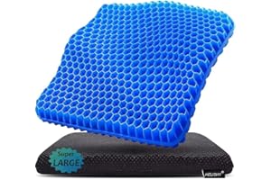 Gel Seat Cushion for Long Sitting(Super Large & Thick) - Wheelchair Cushion for Pressure Sores - Sciatica & Tailbone Pain Rel