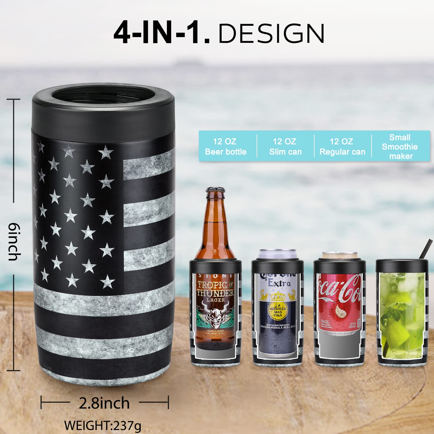 Mua 4in1 Slim Can Cooler Easy to Hold Insulated Beer Can Holder