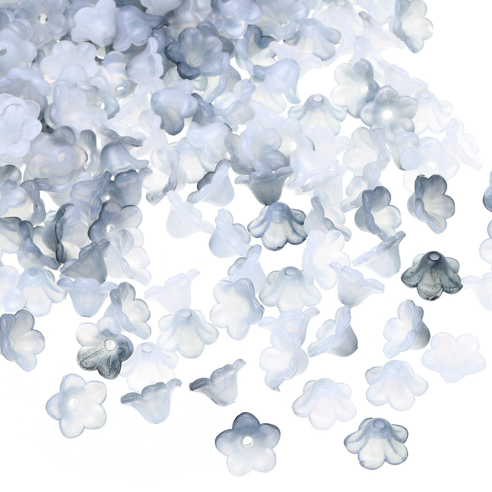 PATIKIL 0.3x0.5 Frosted Flower Beads, 300Pcs Acrylic Trumpet Flower Beads for Bracelets, Earrings, Necklaces, Jewelry Making and DIY Crafts, Black