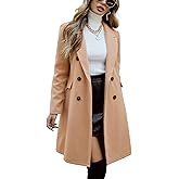 IDEALSANXUN Womens Double Breasted Wool Coat Fall Winter Notch Lapel Trench Coat Peacoat