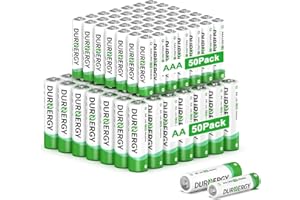 DURNERGY AA and AAA Batteries Combo Pack, 100 Count 50 AA and 50 AAA, Alkaline 1.5V Batteries, 10 Year Shelf Life, for Remote Controls, Toys, Flashlights, Clocks, Compatible with A76, LR6, LR03