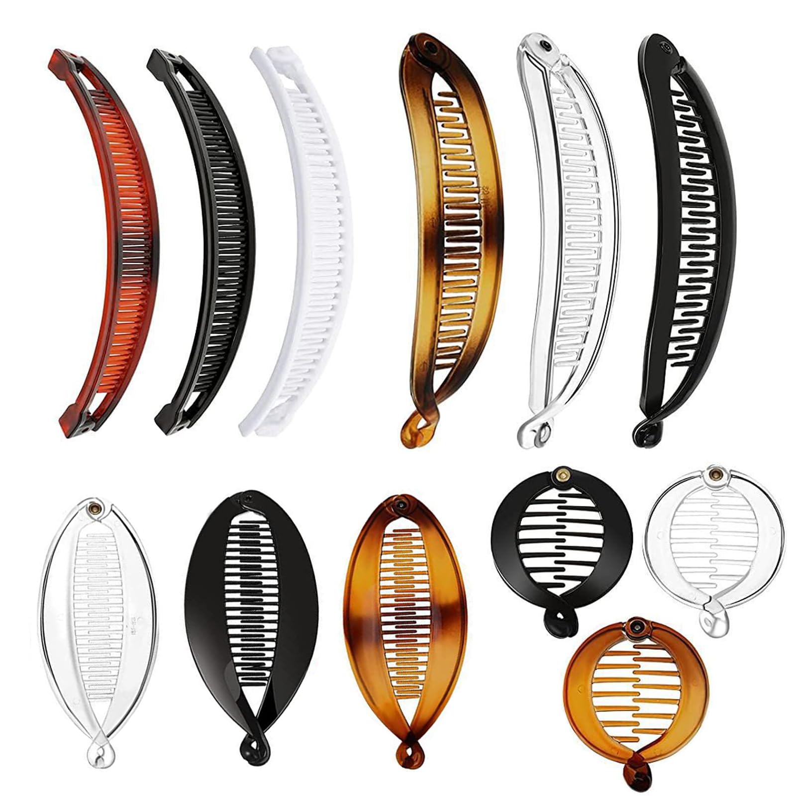 WUDQIJI Banana Hair Clips Banana Clips 12 Pieces Banana Clips Fish Hair Clips Ponytail Hair Holder Banana Fish Tail Hair Clip Wire Combs Comb Clips 4 Styles for Women