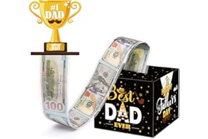 Meiidoshine Fathers Day Money Box for Cash Pull, Surprise Money Holer with 50Pcs Transparent Bags, A Funny Way to Give Cash as Grandpa Dad Gifts from Daughter Son Wife
