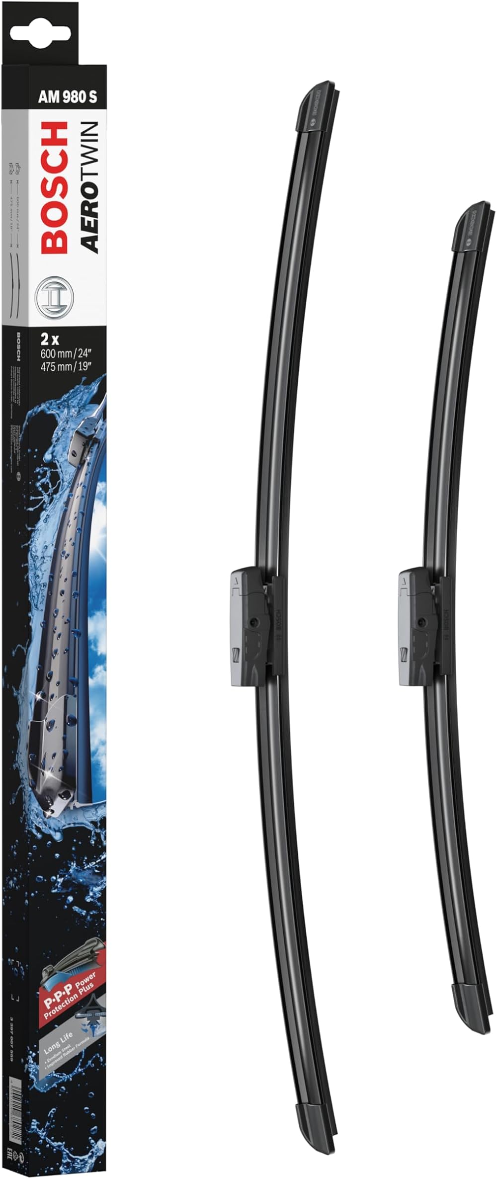 Bosch Aerotwin AM 980 S Front Windshield Wiper Blades Set 2 600mm/475mm