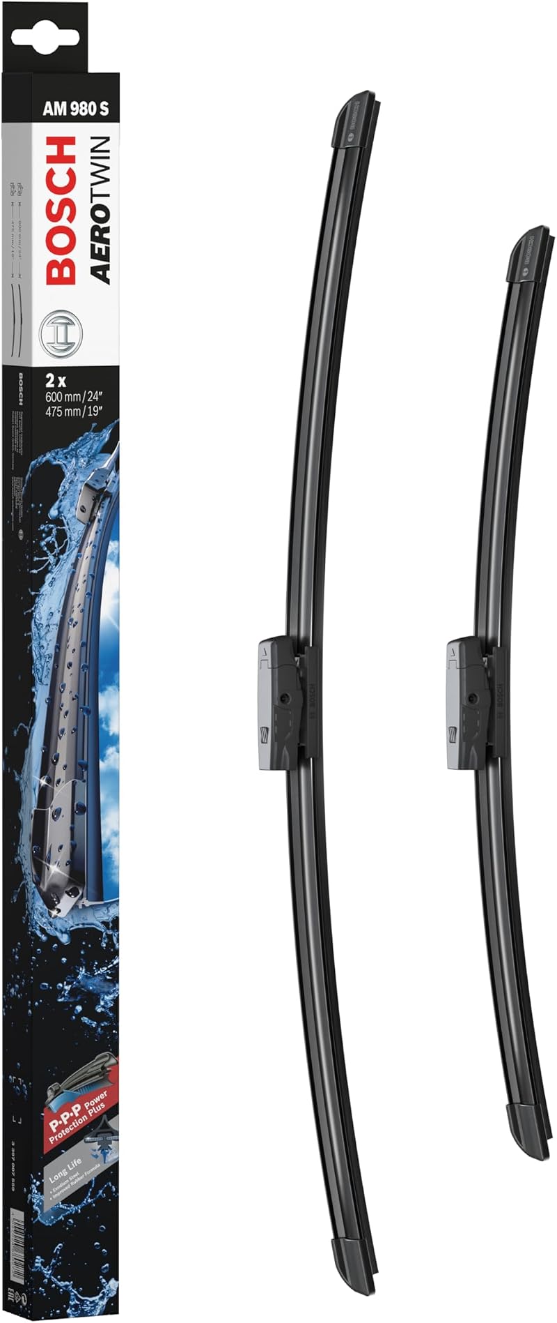 Bosch Aerotwin AM 980 S Front Windshield Wiper Blades Set 2 600mm/475mm