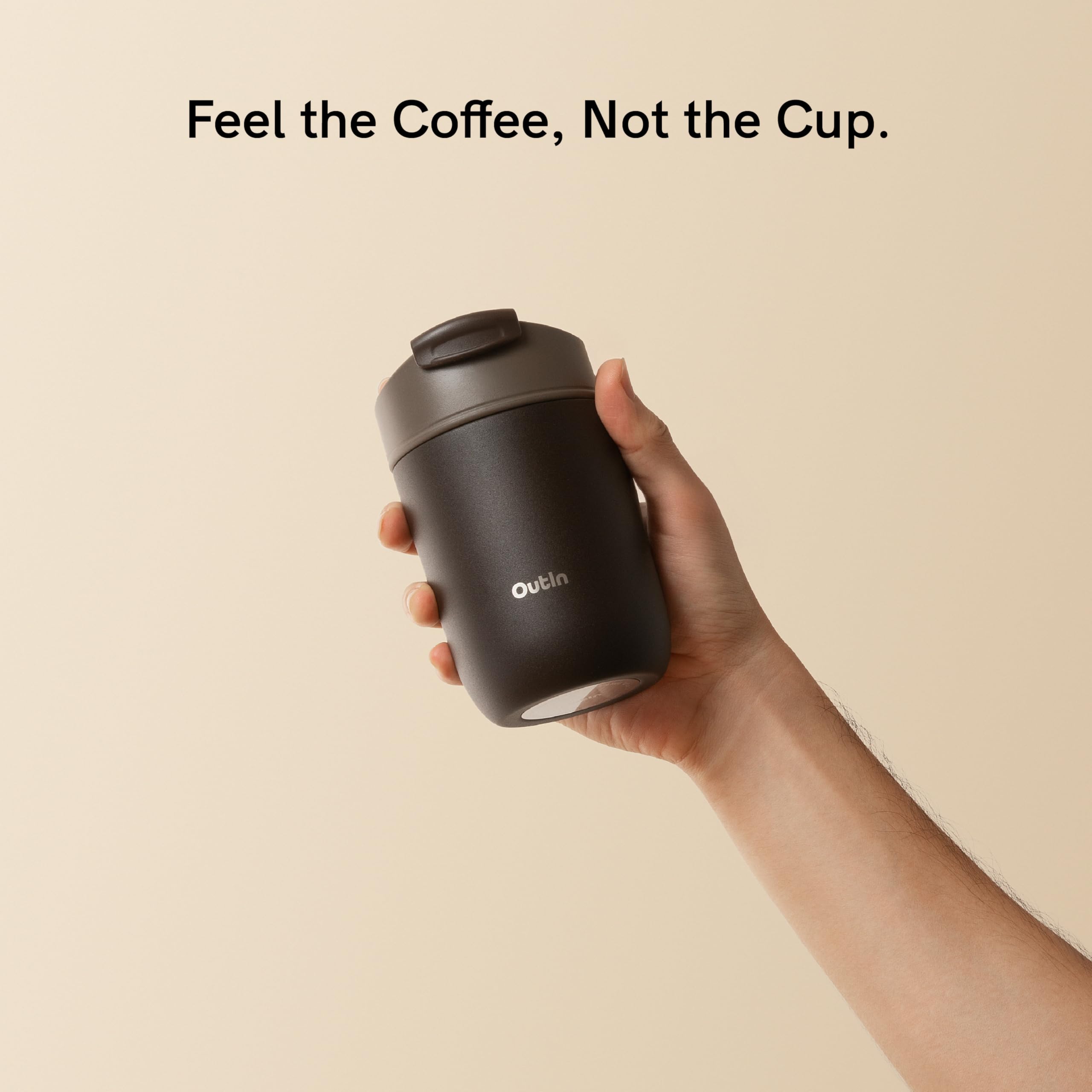 OutIn Thermobecher Kaffee to go 350ml - 100% Auslaufsicherer Kaffeebecher mit Klappdeckel - Hochwertiger 316 Edelstahl Isolierbecher - Hält 6h Warm & 12h Kalt - Reisebecher für Auto, Büro & Camping 2
