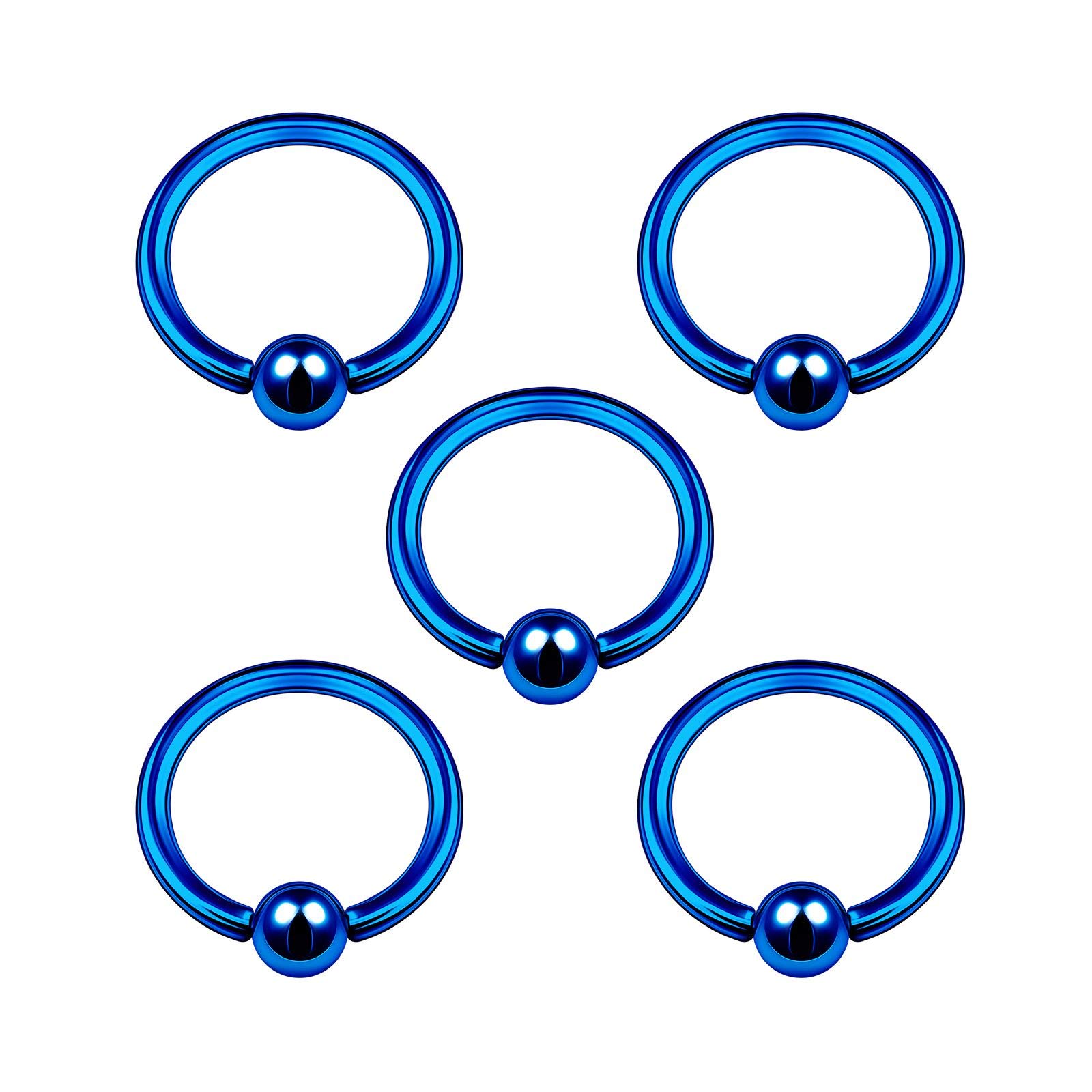 5PCS Anodized Dark Blue Captive Hoop Ring 14g 3/8 10mm 4mm Ball Cartilage Tragus Nose Earring Eyebrow Piercing Jewellery 5065