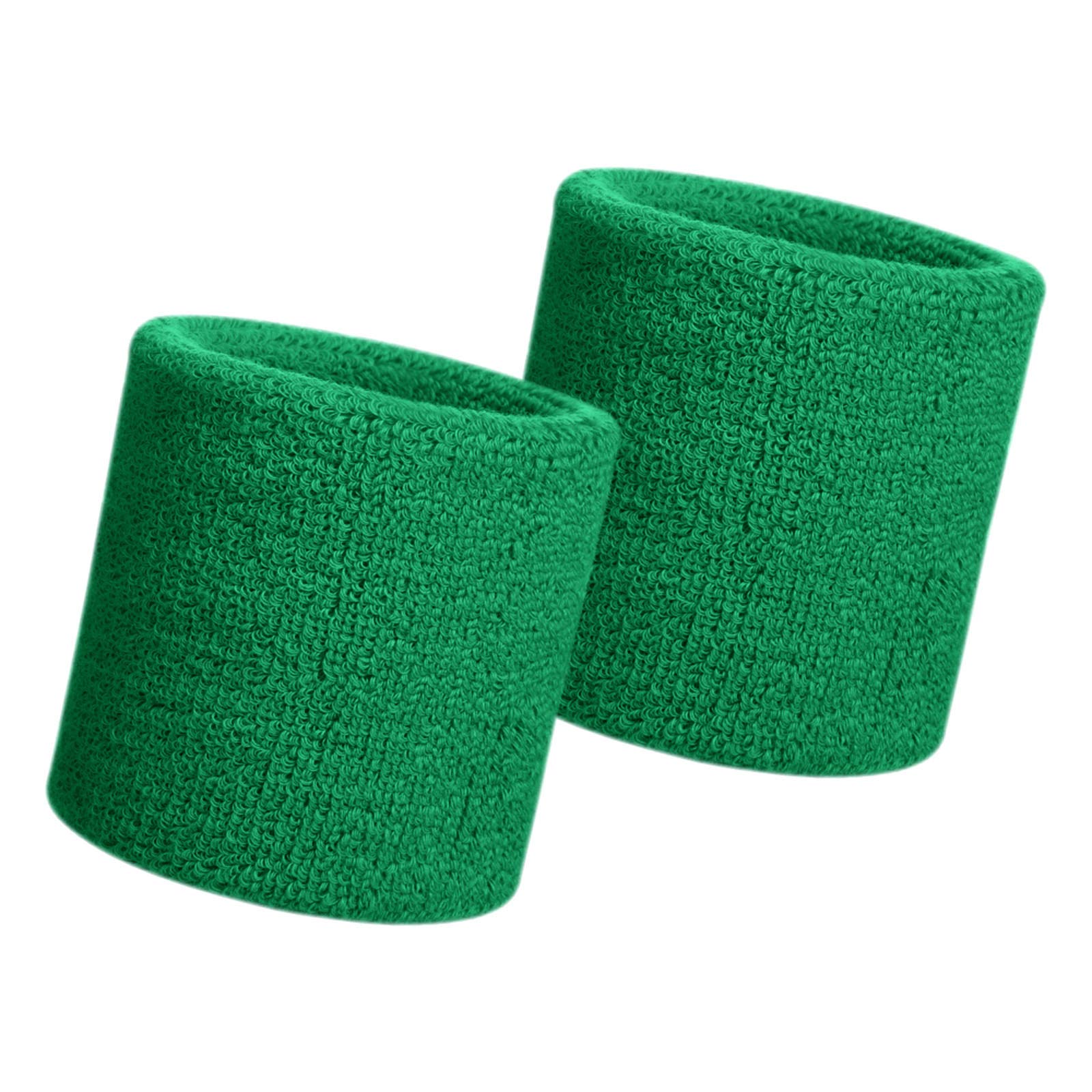 HANERDUN Sports Wristbands Sweat Wrist Sweatbands For Men And Women Terry Cloth Wrist bands Sweat For Gym Running Basketball Tennis Working Out 2PCS-(GREEN)/ — image 1