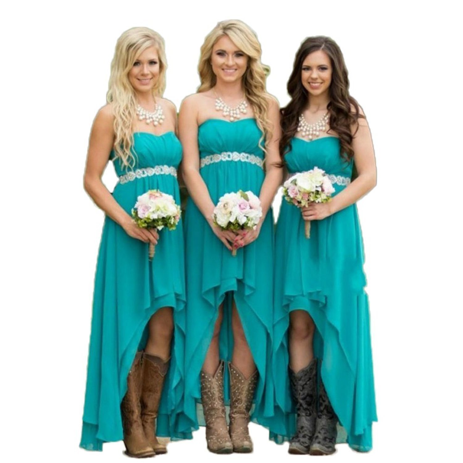 turquoise strapless dress