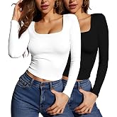 Anyocean Women's Multi Pack Pack Long Sleeve T Shirt,Slim Fit Basic Top tee | Soft Solid Long Sleeve Tops for Fall Casual , Workout, Hiking, Y2K Layering, Comfortable Knit Undershirts Tops for Womens