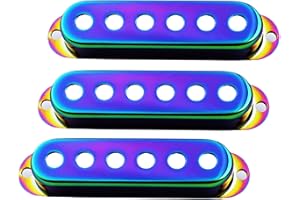 Guyker 3Pcs Single Coil Guitar Pickup Covers (52mm Pole Spacing), Copper Pickup Mounting Ring Set Guitar Accessories Replacement Part, (PS001, Chameleon Rainbow)