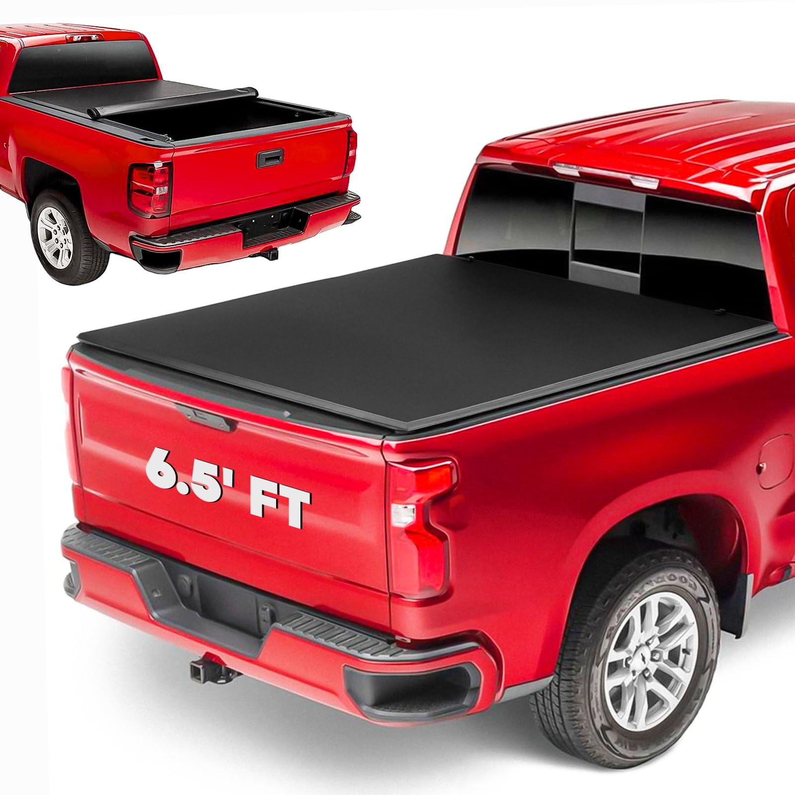 Photo 1 of Soft Roll Up Truck Bed Tonneau Cover Fits for 2022-2025 Toyota Tundra | 6.5' (79") Fleetside Bed (Excl. Trail Edition)