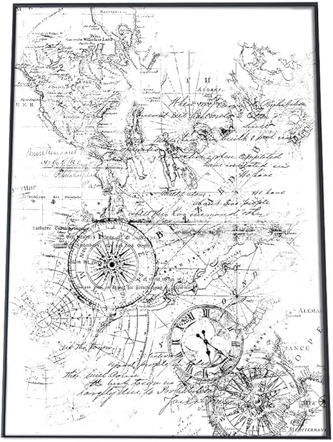 Amazon Co Jp Fashion Poster ファッションポスター A3 約30cm 42cm ポスター 光沢 ポスターのみ モダン シンプル お洒落 世界地図 地図 船 コンパス 海賊 Pbg Poster 2076 A3a3ktku ホーム キッチン