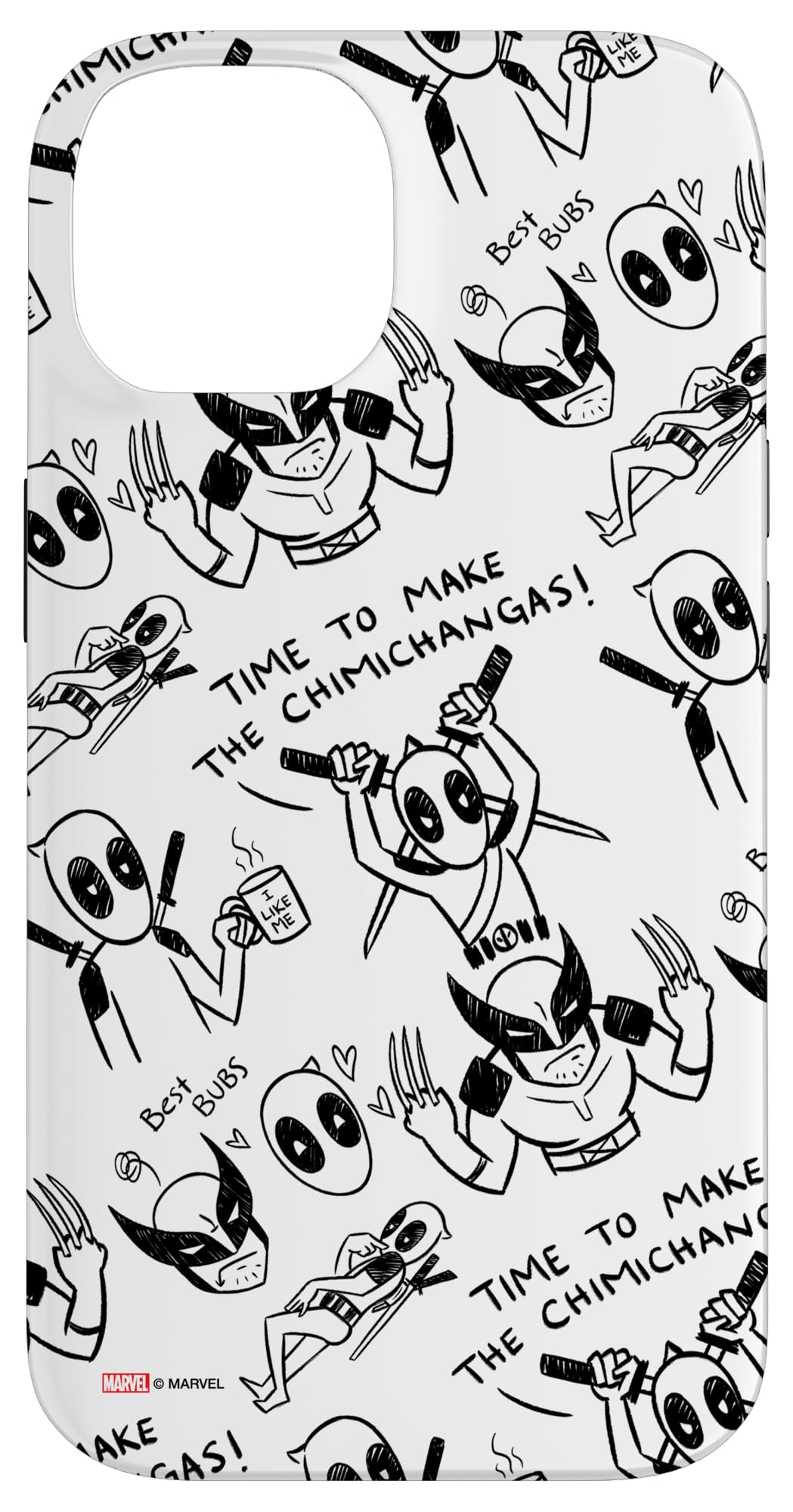 Marvel Studios Deadpool & Wolverine Toony Doodles Pattern Case for iPhone 14