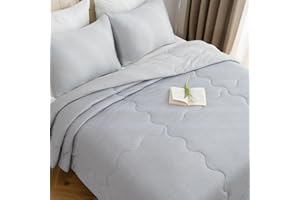 Auemtyn Cooling Comforter Queen Size, Summer Comforter with Q-Max 0.45 Arc-Chill Cooling Fiber, Machine Washable Cooling Blanket for Hot Sleepers,All Season Reversible Comforter (90"x90",Gray)