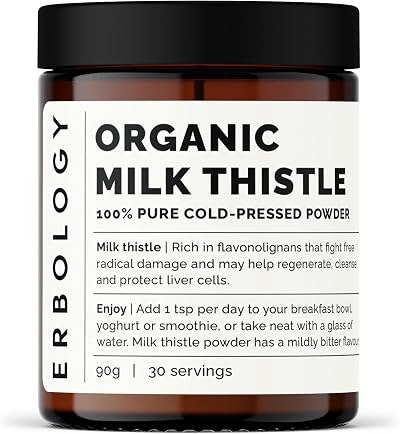 Erbology Organic Milk Thistle Powder 90g 30 Servings 180mg Silymarin