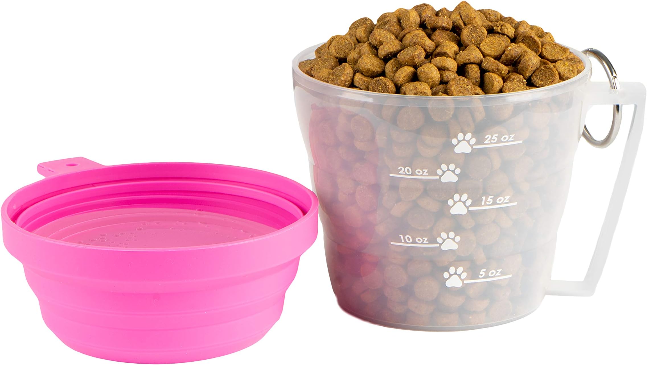 Mirecek Maxy Dog Food Travel Container, BPA-Free Pet Food Storage Container, Portable Collapsible Bowl and Measuring Cup Combo for Pet Travel, Reusable Plastic Bowl for Cats and Dogs