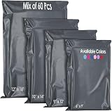 YUNJU 60 Mixed Mailing Bags Self-Seal Grey 55mu 6x9 9x12 10x14 12x16 view 1