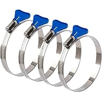 Stainless Steel Clamps LEONTOOL 4-Inch Hose Clamps 10-Pack - Stainless Steel Thumb Screw Clamps For Dryer Vents & Dust Collection Dryer Vent Hose Clamps
