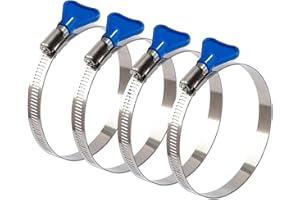 ISPINNER 4pcs 4 Inch Key-Type 304 Stainless Steel Worm Gear Hose Clamps, Adjustable Size Range 91-114mm Clamps for Dryer Vent