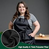 umbom 2 Pack Plus Size Apron Black Polyester 2 Pockets Adjustable Large view 3