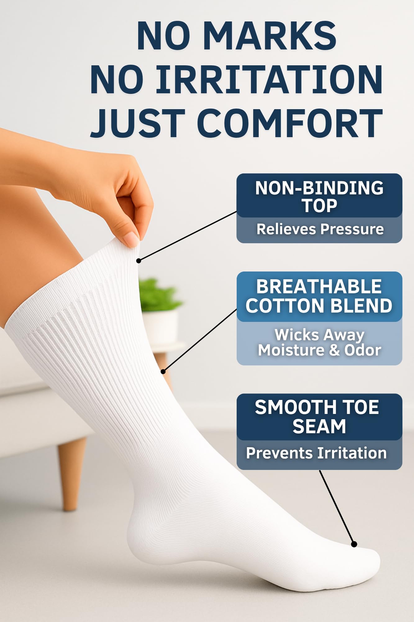 Special Essentials Diabetic Socks for Men & Women – 12 Pairs of Non-Binding Moisture-Wicking Neuropathy Socks – Crew Length
