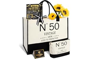 50th Birthday Gifts for Women Canvas Tote Bag Travel Gear, Unique 50 Years Old Gifts for Wife Sister Mom Aunt Friends Her, Vi