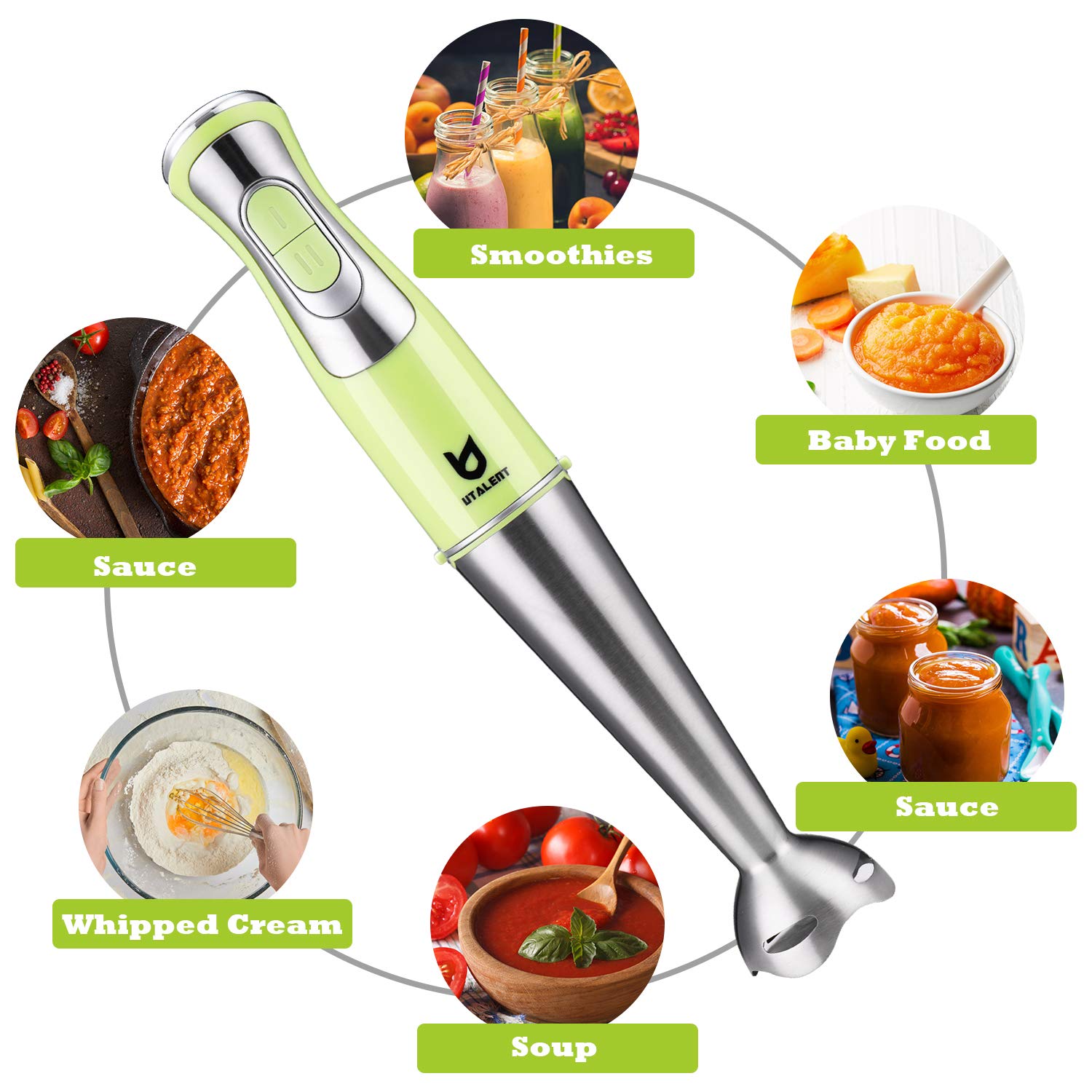 Immersion Hand Blender, Utalent 5in1 8Speed Stick