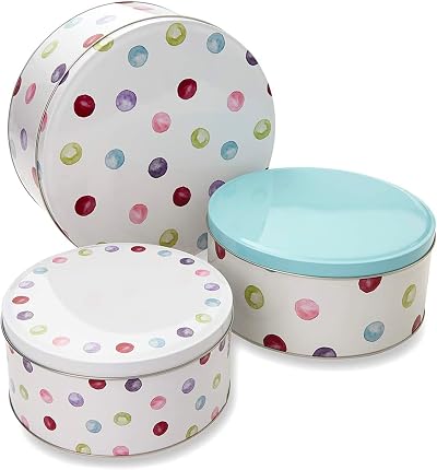 Cooksmart England Set of 3 Cake Storage Tins Round Nesting British Design