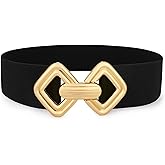 VONMELLI Women Wide Elastic Belt Vintage Stretchy Waistband with Retro Gold Buckle for Dresses