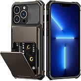 Nvollnoe for iPhone 13 Pro Case with Card Holder[Store 5 Cards] Dual Layer Heavy Duty Shockproof iPhone 13 Pro Wallet Case with Hidden Card Slot Large Storage Case for iPhone 13 Pro(Gunmetal)
