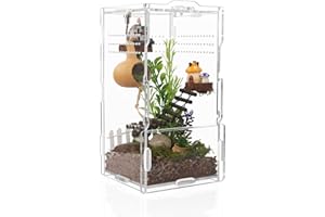 LEIZHENZI 8x4x4in Vertical Acrylic Jumping Spider Enclosure – Arboreal Tarantula & Reptile Terrarium for Sling Lizards, Geckos, Snails