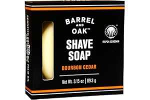 BARREL & OAK Barrel and Oak - Classic Shave Soap, Men's Shaving Soap, Conditioning Shave Soap, Cleanses & Moisturizes, Rich Lather for Traditional Wet Shave, Certified Sustainable Palm Oil (Bourbon Cedar, 3.15 oz)