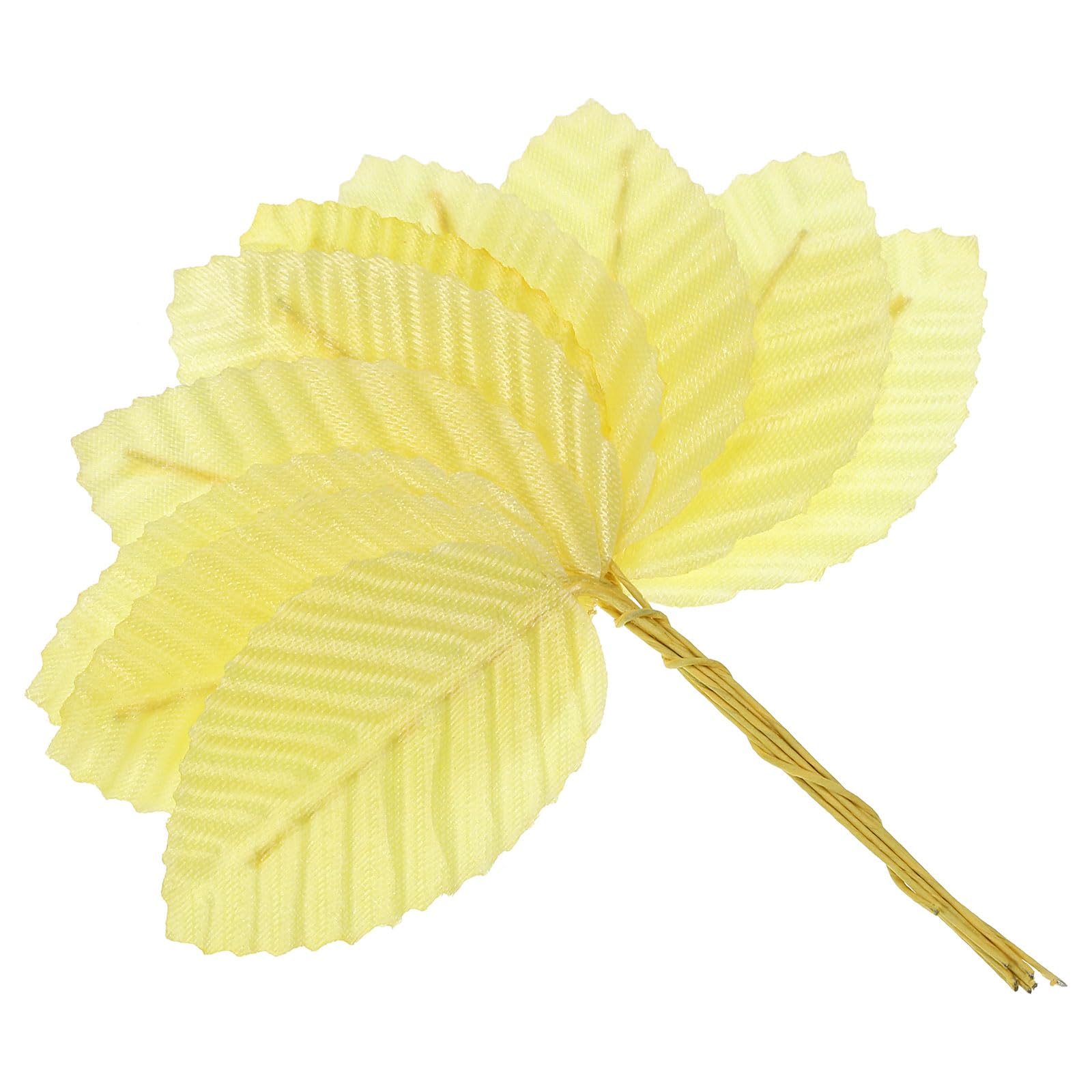 PATIKIL 4.3" Artificial Silk Leaf, 200 Pcs Artificial Leaves Stems Fake Leaves Bulk Fake Rose Wire Crafts Leaves for Home Office Decor, Yellow