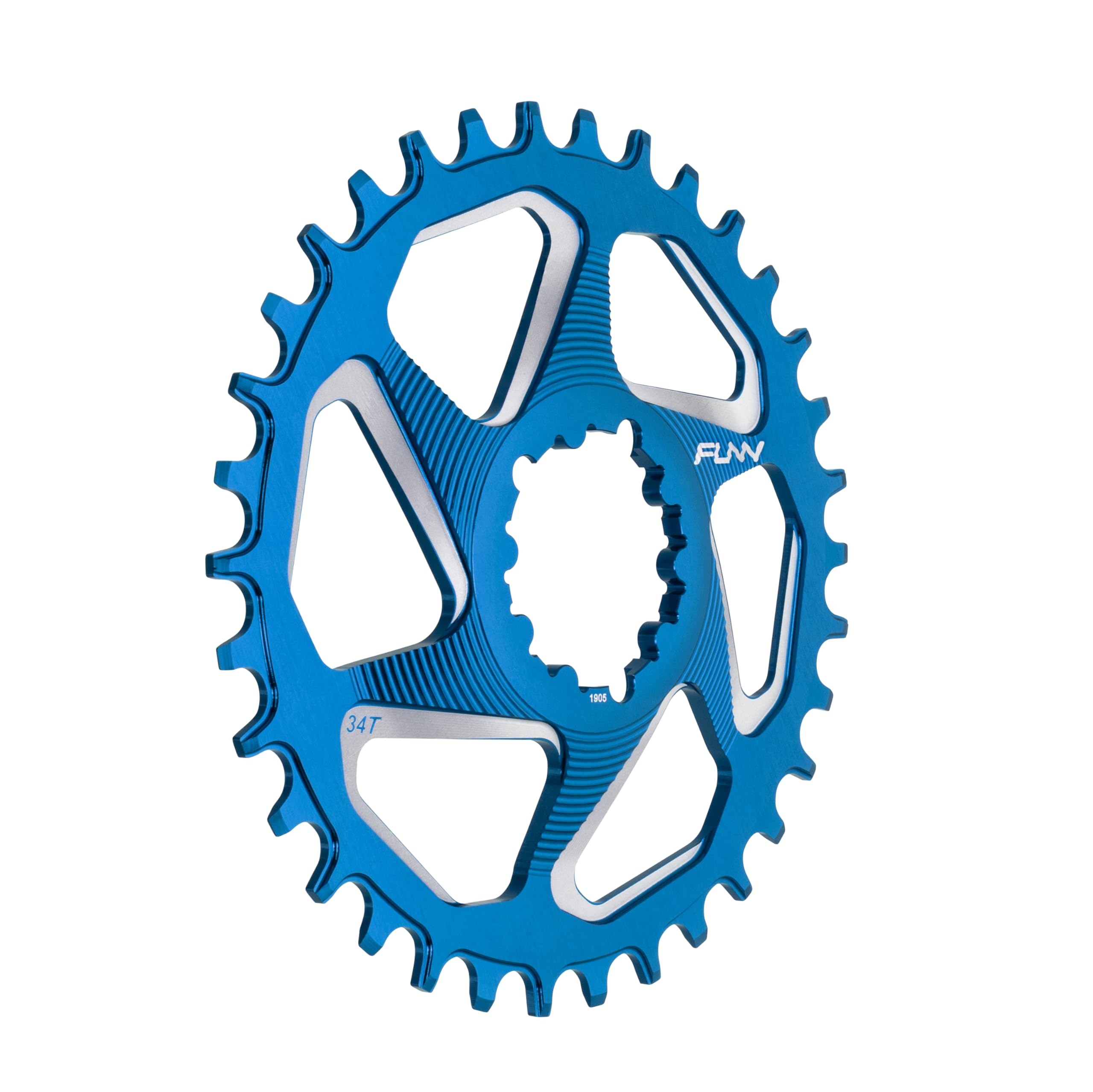 Funn Solo DX Narrow Wide Chainring for 9 10 11 12 Speed Chain, Fits SRAM Direct Mount Interface Crankset, 6mm Offset, Single Speed Bike Chain Ring for MTB, BMX Bike and Road Bike (34T, Blue)