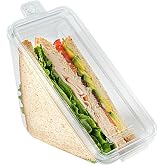 Restaurantware Food Container 100 Pack 7.3" x 3.8" x 3.5" Plastic Hinged Lid Tamper Evident Container Spill Resistant Clear for Sandwich Shop and Bakery Packaging