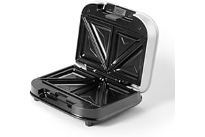 Starfrit Electric Sandwich Maker - Chemical Free Ceramic Non-Stick Surface – 2 Slice & 4 Deep Pockets To Fill – Indicator Lig